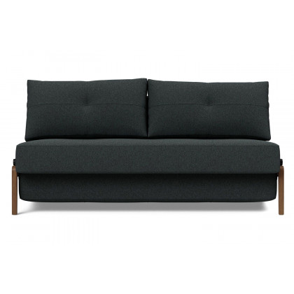 Innovation Living Cubed Queen Size Sofa Bed with Dark Wood Legs - 534 Bouclé Black Raven