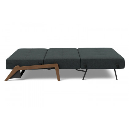Innovation Living Cubed Queen Size Sofa Bed with Dark Wood Legs - 534 Bouclé Black Raven