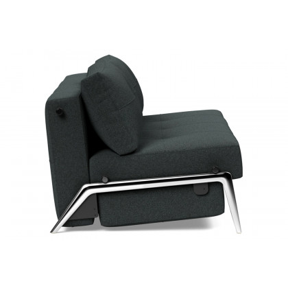 Innovation Living Cubed Queen Size Sofa Bed with Alu Legs - 534 Bouclé Black Raven