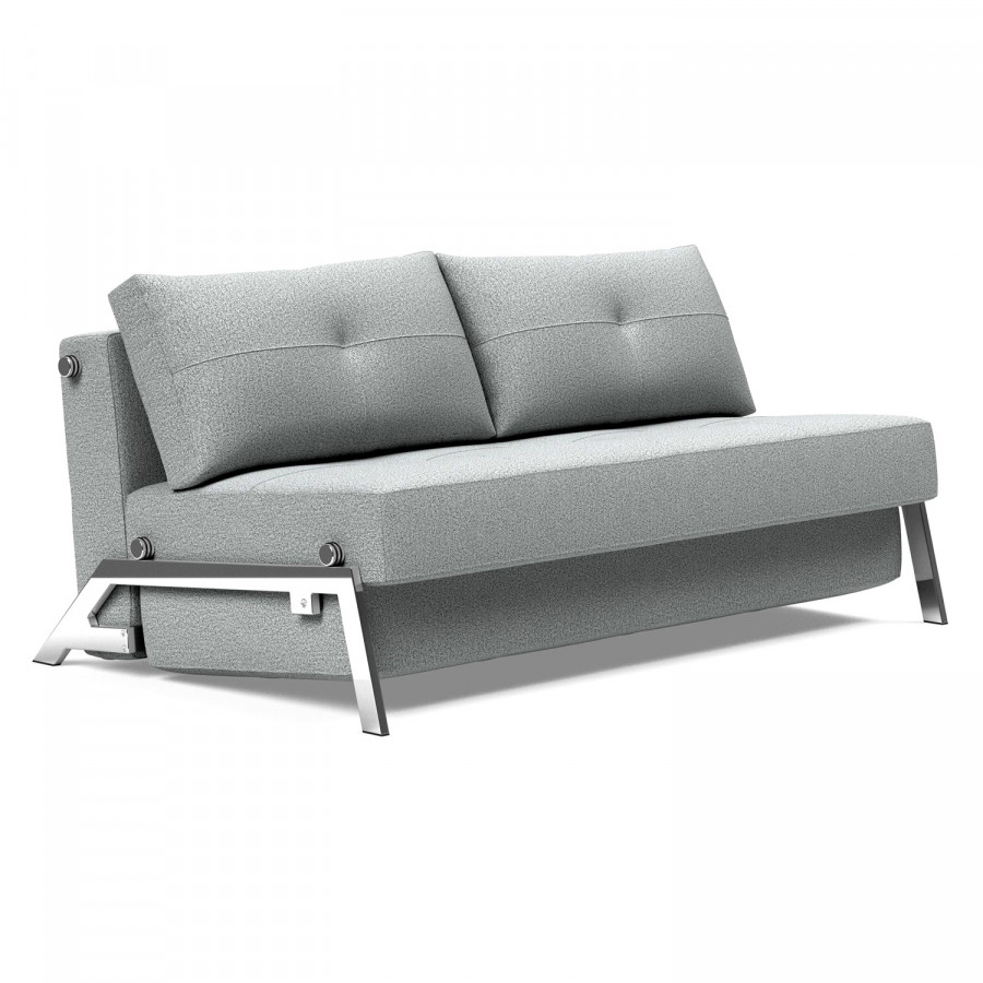 Innovation Living Cubed Queen Size Sofa Bed with Chrome Legs - 538 Melange Light Gray
