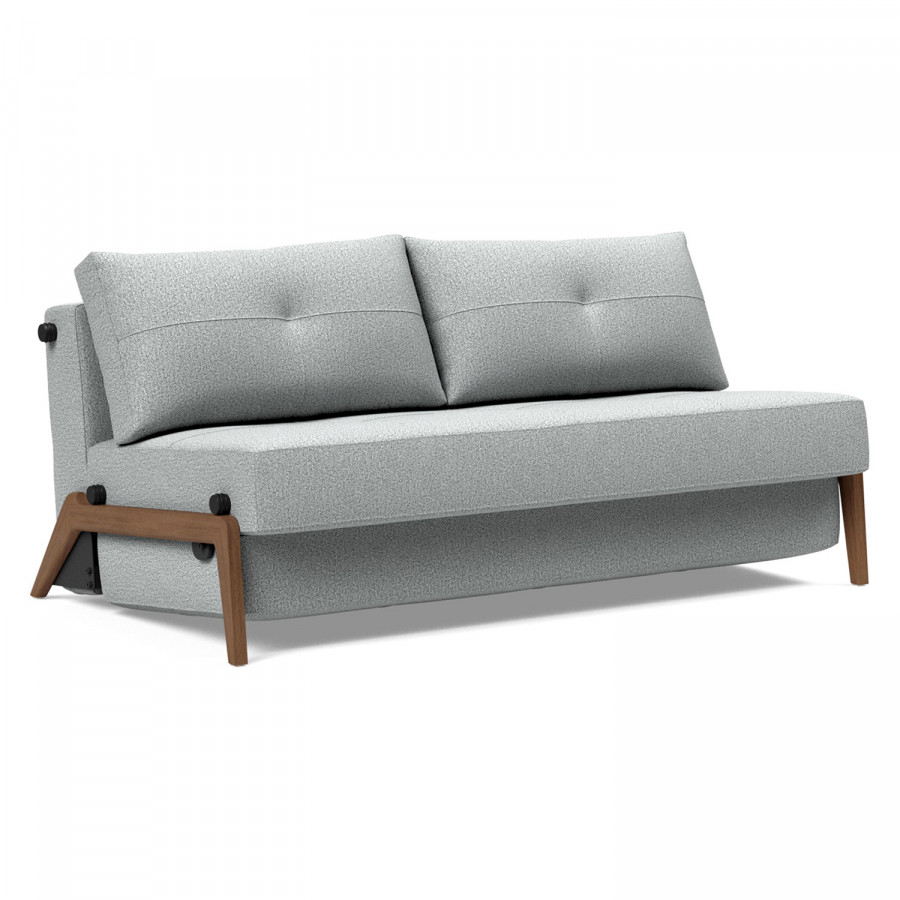 Innovation Living Cubed Queen Size Sofa Bed with Dark Wood Legs - 538 Melange Light Gray