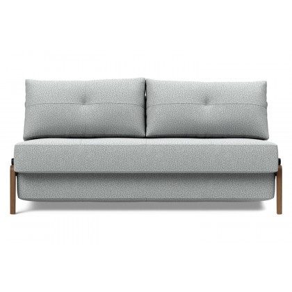 Innovation Living Cubed Queen Size Sofa Bed with Dark Wood Legs - 538 Melange Light Gray