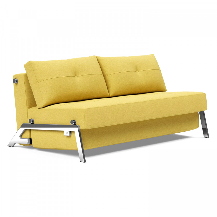 Innovation Living Cubed Queen Size Sofa Bed with Chrome Legs - 554 Soft Mustard Flower