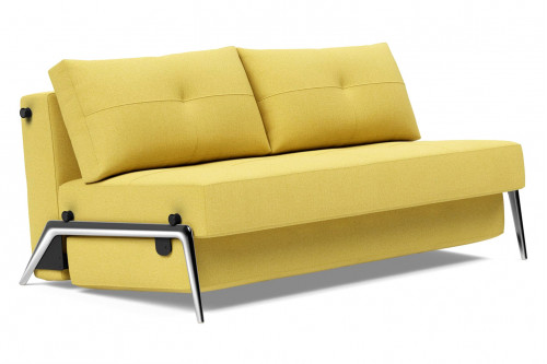 Innovation Living™ Cubed Queen Size Sofa Bed with Alu Legs - 554 Soft Mustard Flower