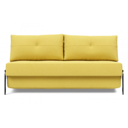 Innovation Living Cubed Queen Size Sofa Bed with Alu Legs - 554 Soft Mustard Flower