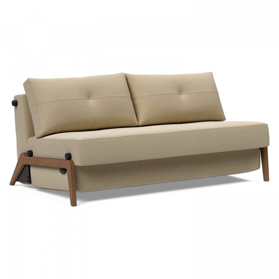 Innovation Living Cubed Queen Size Sofa Bed with Dark Wood Legs - 571 Vivus Dusty Sand