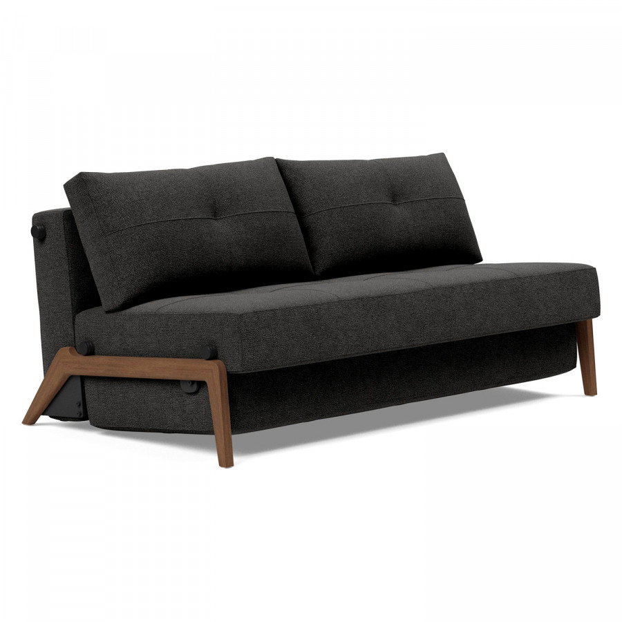 Innovation Living Cubed Queen Size Sofa Bed with Dark Wood Legs - 577 Kenya Dark Gray
