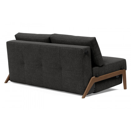 Innovation Living Cubed Queen Size Sofa Bed with Dark Wood Legs - 577 Kenya Dark Gray