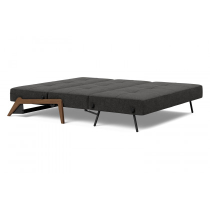 Innovation Living Cubed Queen Size Sofa Bed with Dark Wood Legs - 577 Kenya Dark Gray