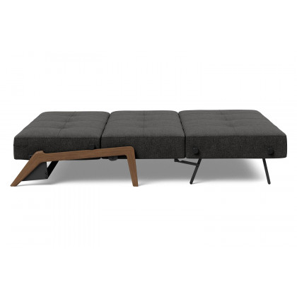 Innovation Living Cubed Queen Size Sofa Bed with Dark Wood Legs - 577 Kenya Dark Gray