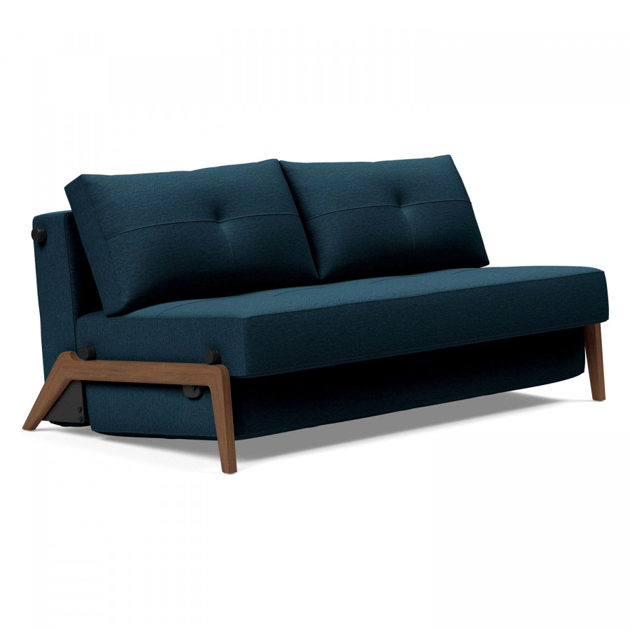Innovation Living Cubed Queen Size Sofa Bed with Dark Wood Legs - 580 Argus Navy Blue