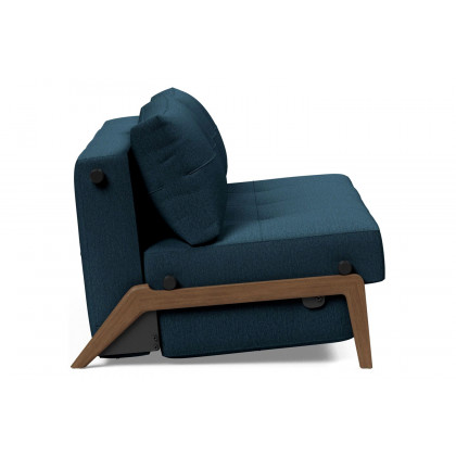 Innovation Living Cubed Queen Size Sofa Bed with Dark Wood Legs - 580 Argus Navy Blue