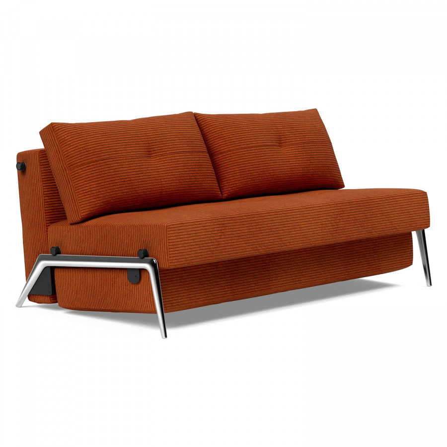 Innovation Living Cubed Queen Size Sofa Bed with Alu Legs - 595 Corduroy Burnt Orange
