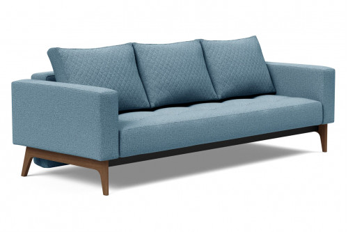 Innovation Living™ Cassius Quilt Dark Wood Sofa Bed - 525 Mixed Dance Light Blue