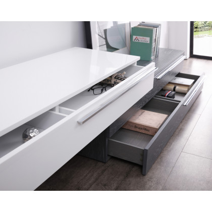 J&M Hudson TV Base - Gray/White