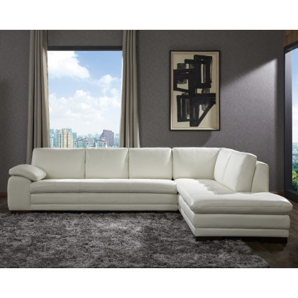 J&M 625 Italian Leather Sectional - Right Hand Facing, White