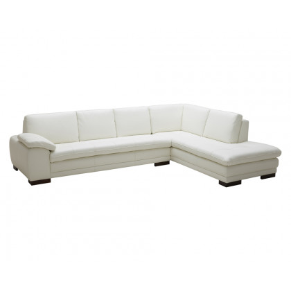 J&M 625 Italian Leather Sectional - Right Hand Facing, White