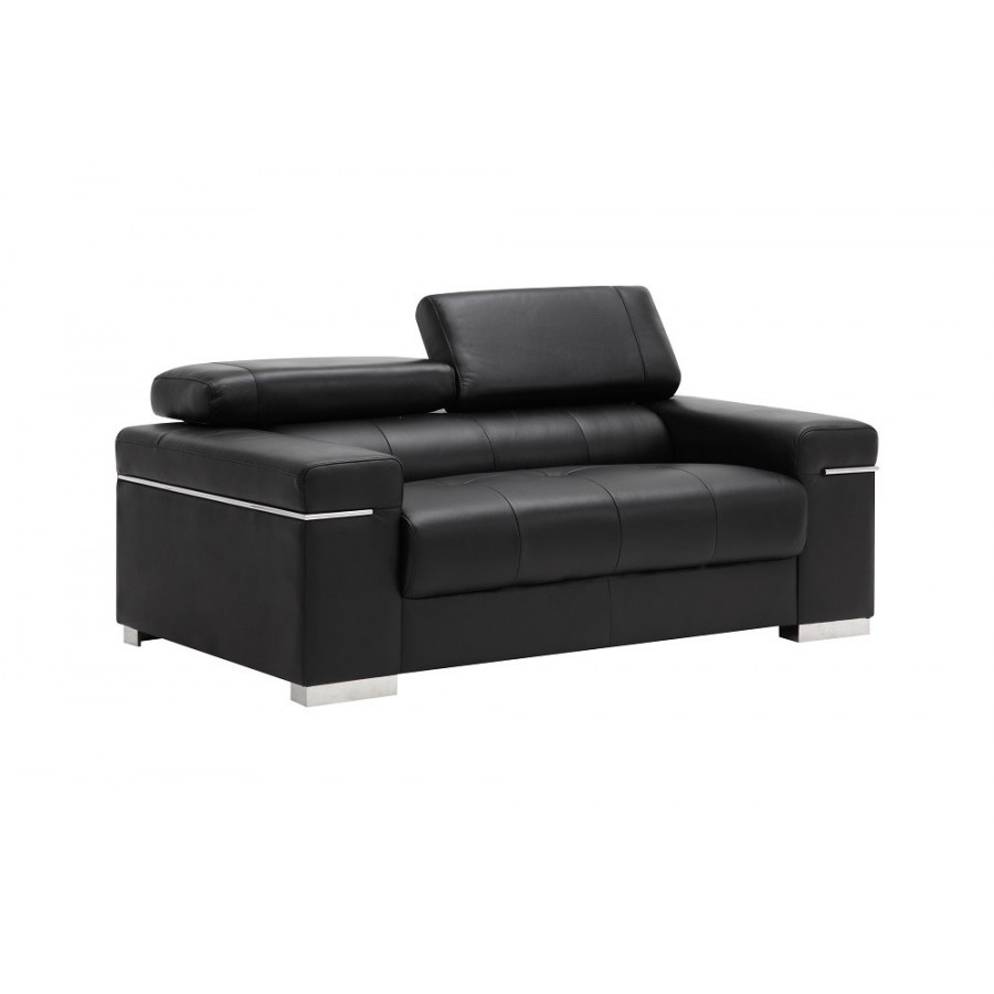 J&M Soho Loveseat - Black, Leather
