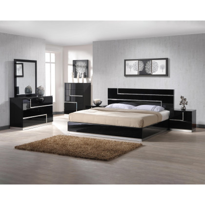 J&M Lucca Nightstand - Left Facing, Black