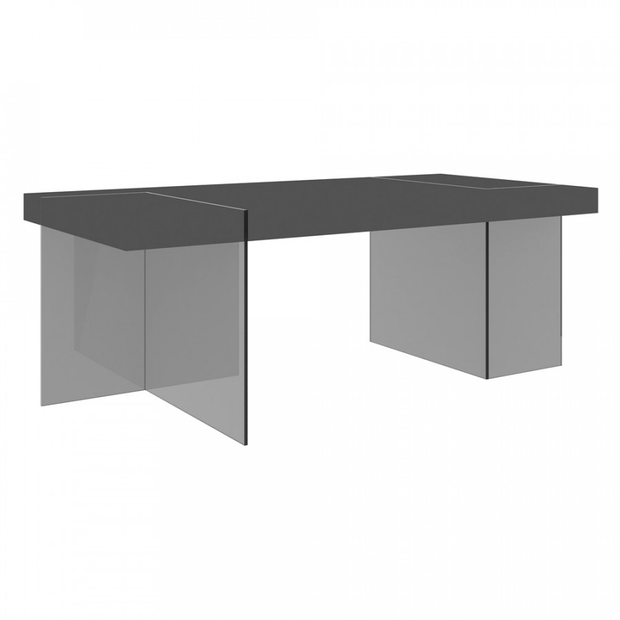 J&M Cloud Modern Dining Table - Gray, High Gloss