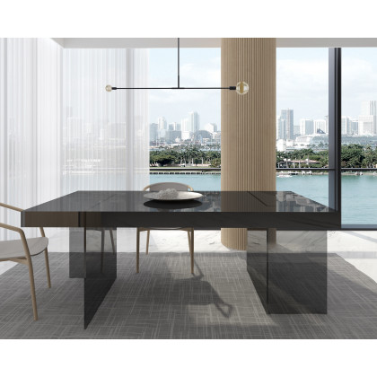 J&M Cloud Modern Dining Table - Gray, High Gloss
