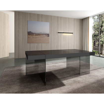 J&M Cloud Modern Dining Table - Gray, High Gloss