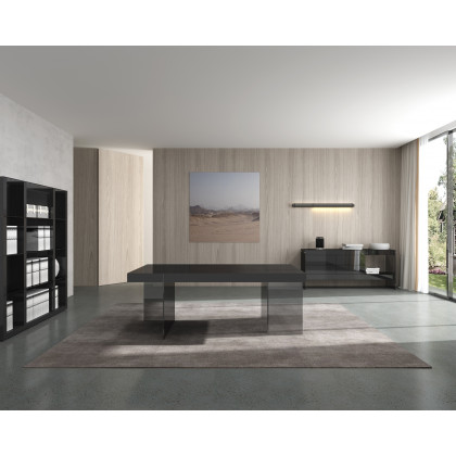 J&M Cloud Modern Dining Table - Gray, High Gloss