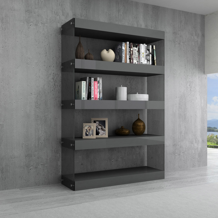 J&M Cloud Curio Unit - Gray, High Gloss