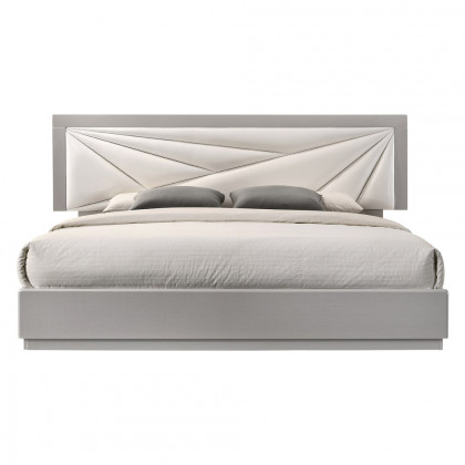 J&M Florence King Size Bed - White/Taupe