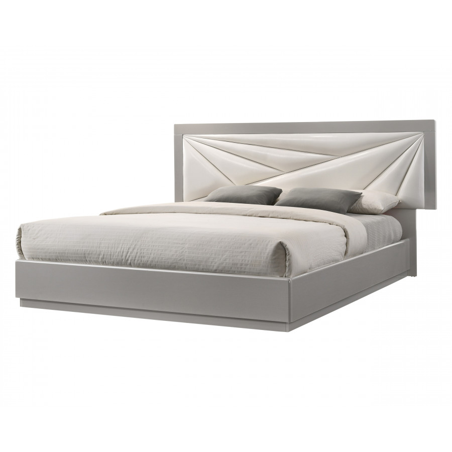 J&M Florence King Size Bed - White/Taupe