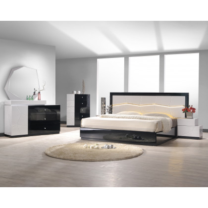J&M Turin Nightstand - Right Facing, Light Gray/Black