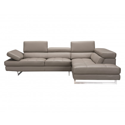 J&M A761 Italian Leather Sectional - Right Hand Facing, Peanut