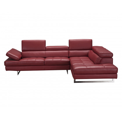 J&M A761 Italian Leather Sectional - Right Hand Facing, Red