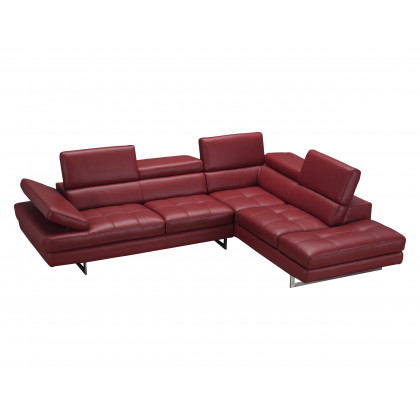 J&M A761 Italian Leather Sectional - Right Hand Facing, Red