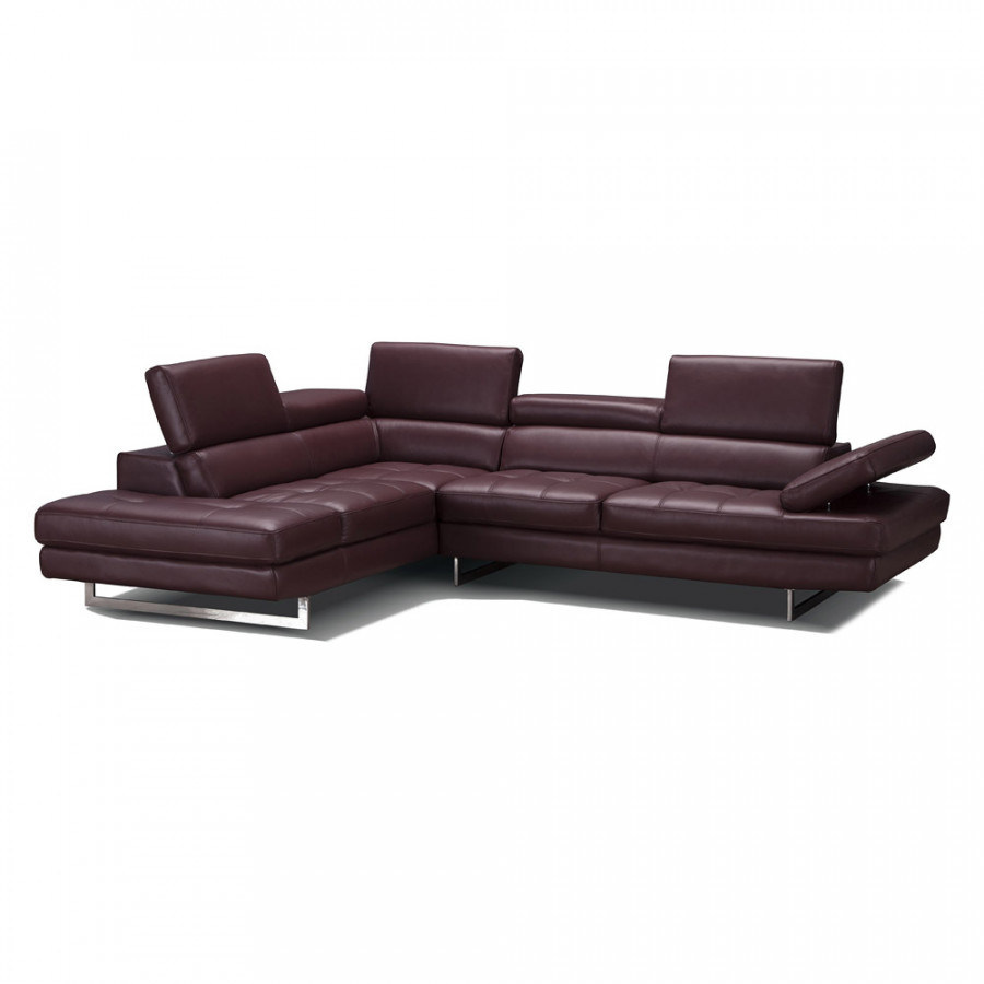 J&M A761 Italian Leather Sectional - Left Hand Facing, Maroon