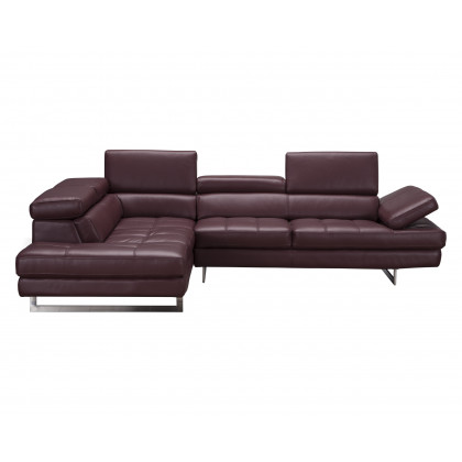 J&M A761 Italian Leather Sectional - Left Hand Facing, Maroon