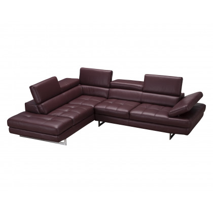 J&M A761 Italian Leather Sectional - Left Hand Facing, Maroon