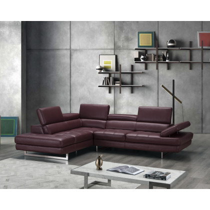 J&M A761 Italian Leather Sectional - Left Hand Facing, Maroon