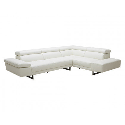 J&M 1717 Italian Leather Sectional - Right Hand Facing, White