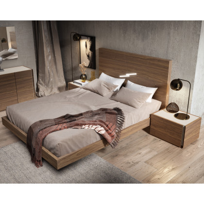 J&M Faro Queen Size Bed - Walnut
