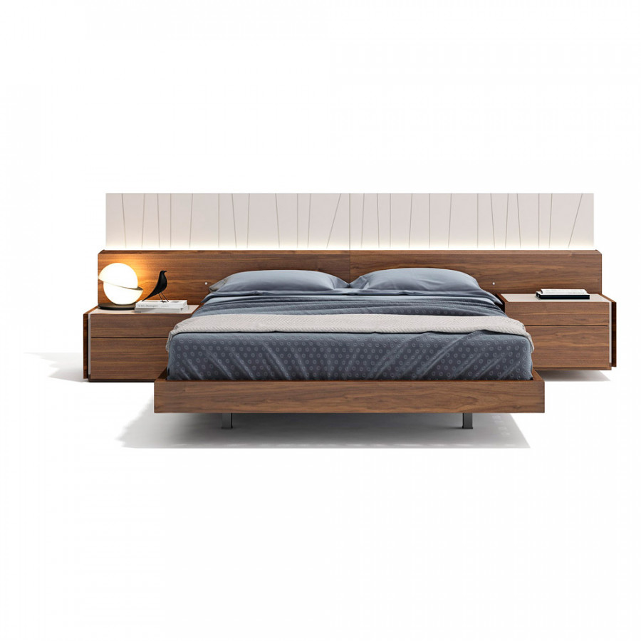 J&M Porto Queen Size Bed - Walnut