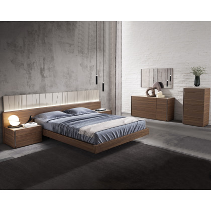 J&M Porto Queen Size Bed - Walnut