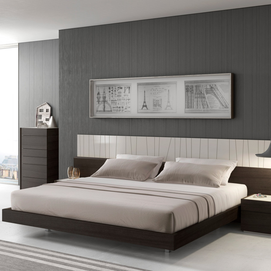 J&M Porto Nightstand - Right Facing, Light Gray/Wenge