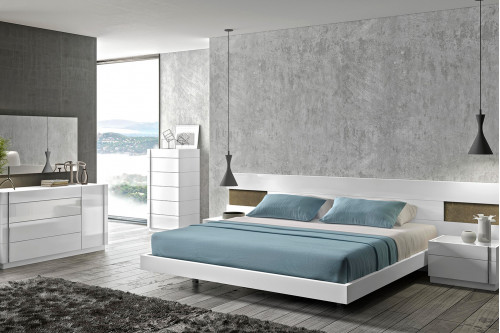 J&M™ Amora King Size Bed - White/Stone Slate