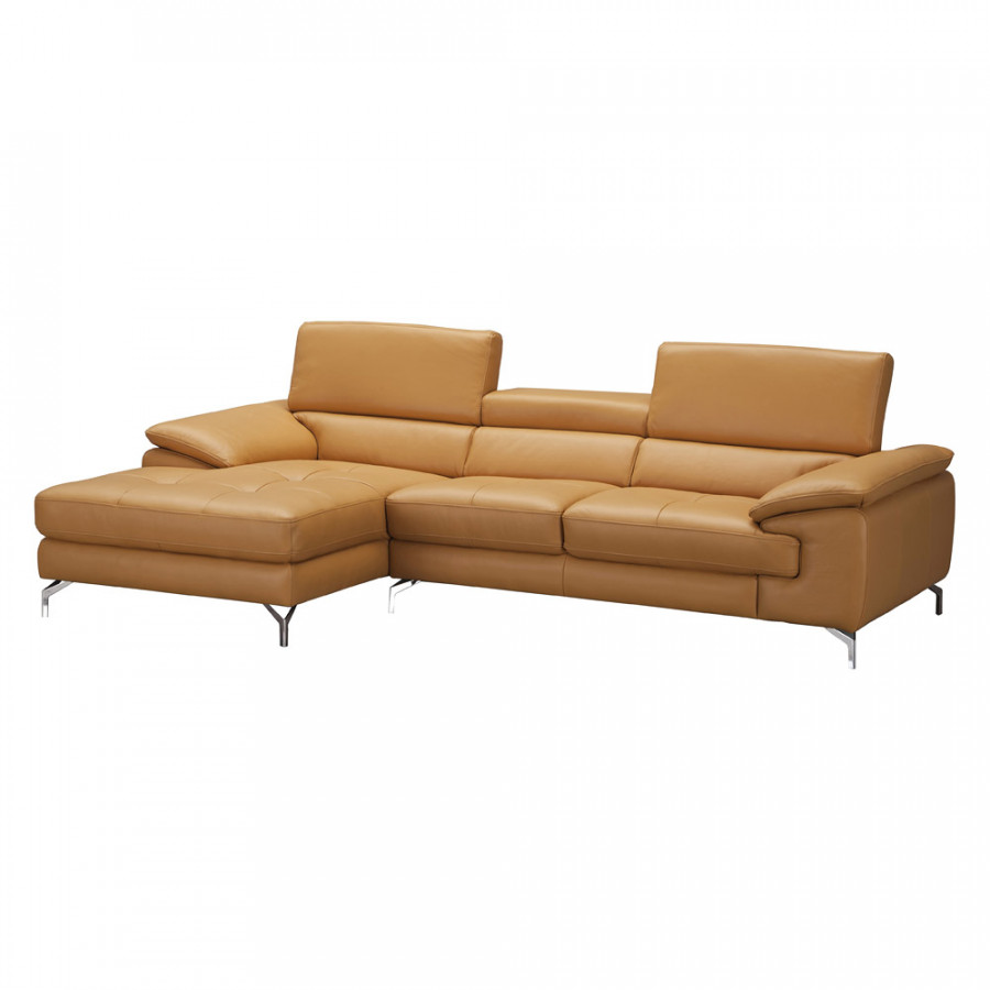 J&M A973B Italian Leather Mini Sectional - Left Facing Chaise, Freesia