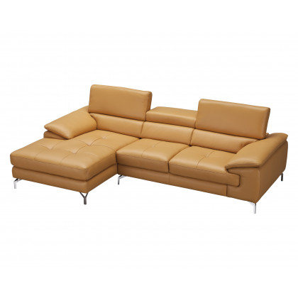 J&M A973B Italian Leather Mini Sectional - Left Facing Chaise, Freesia