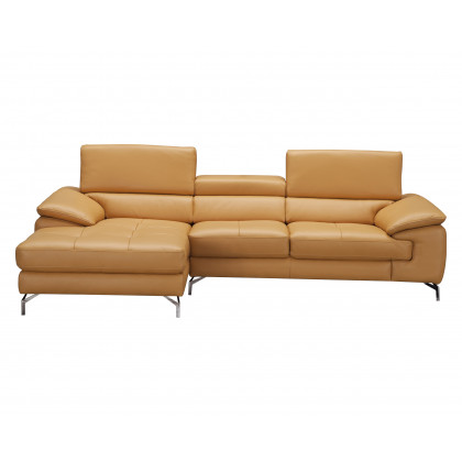 J&M A973B Italian Leather Mini Sectional - Left Facing Chaise, Freesia
