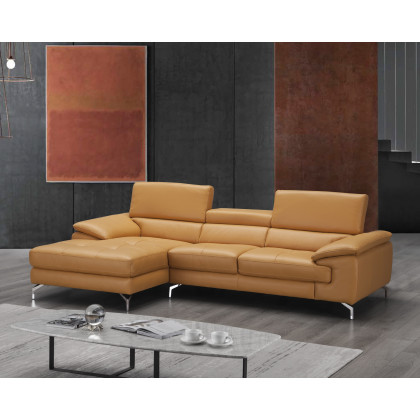 J&M A973B Italian Leather Mini Sectional - Left Facing Chaise, Freesia