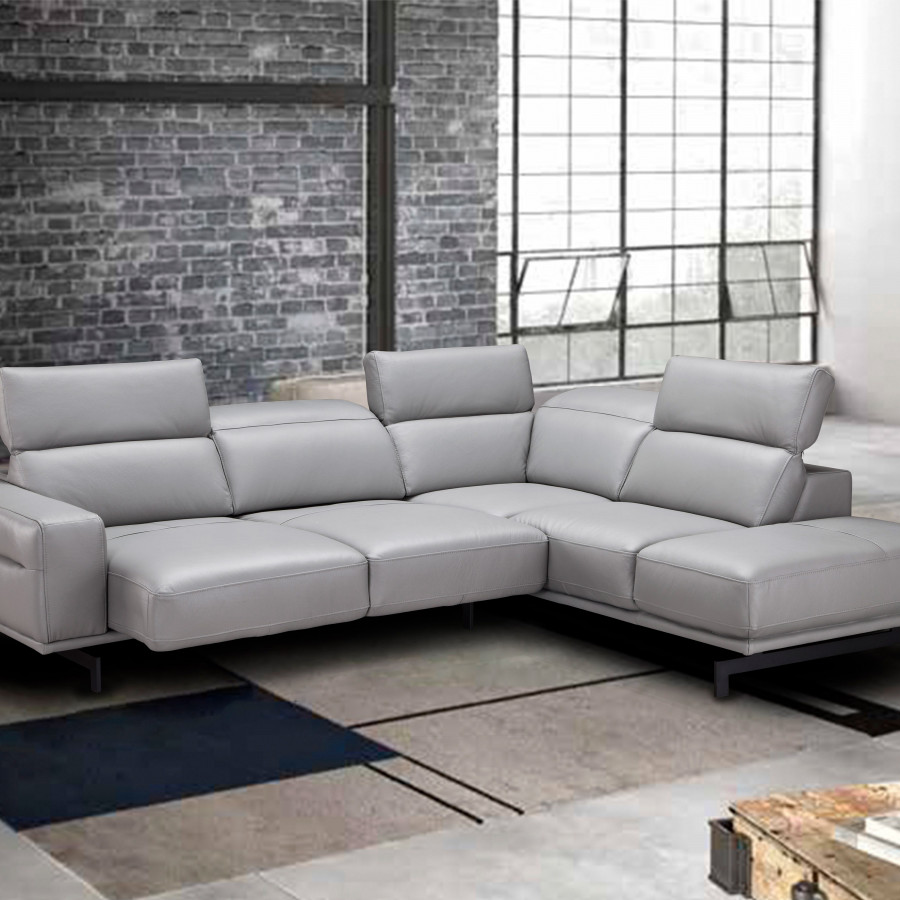 J&M Davenport Sectional - Right Facing, Light Gray