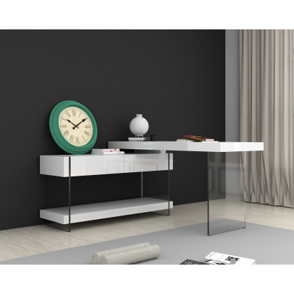 J&M Cloud Desk - White, High Gloss